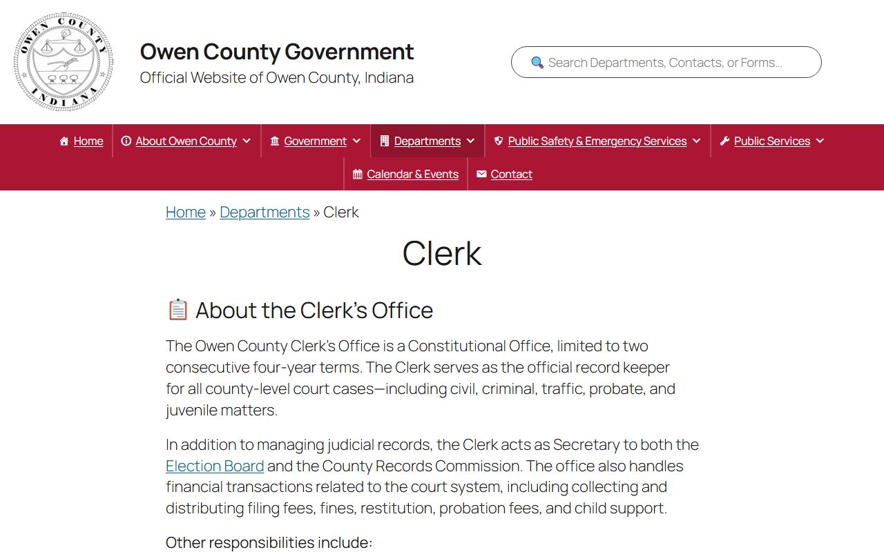Owen County Clerk court records after arrest information
